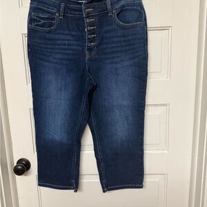 Maurices Dark Blue High-Rise Button-Fly Cropped Jeans